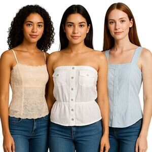 Moda International & Tommy Jeans Women’s Tops Bundle – 3 Pieces Size Large
